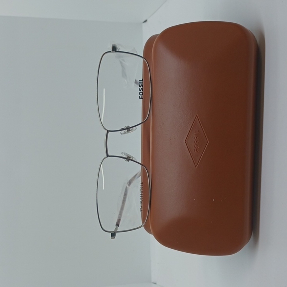 NWT MEN'S FOSSIL EYEGLASS FRAMES 7016 MATTE SILVER